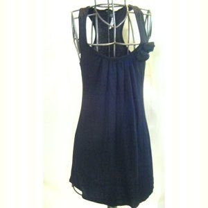 Black Long Ladies Tank Top with Rosette Size S